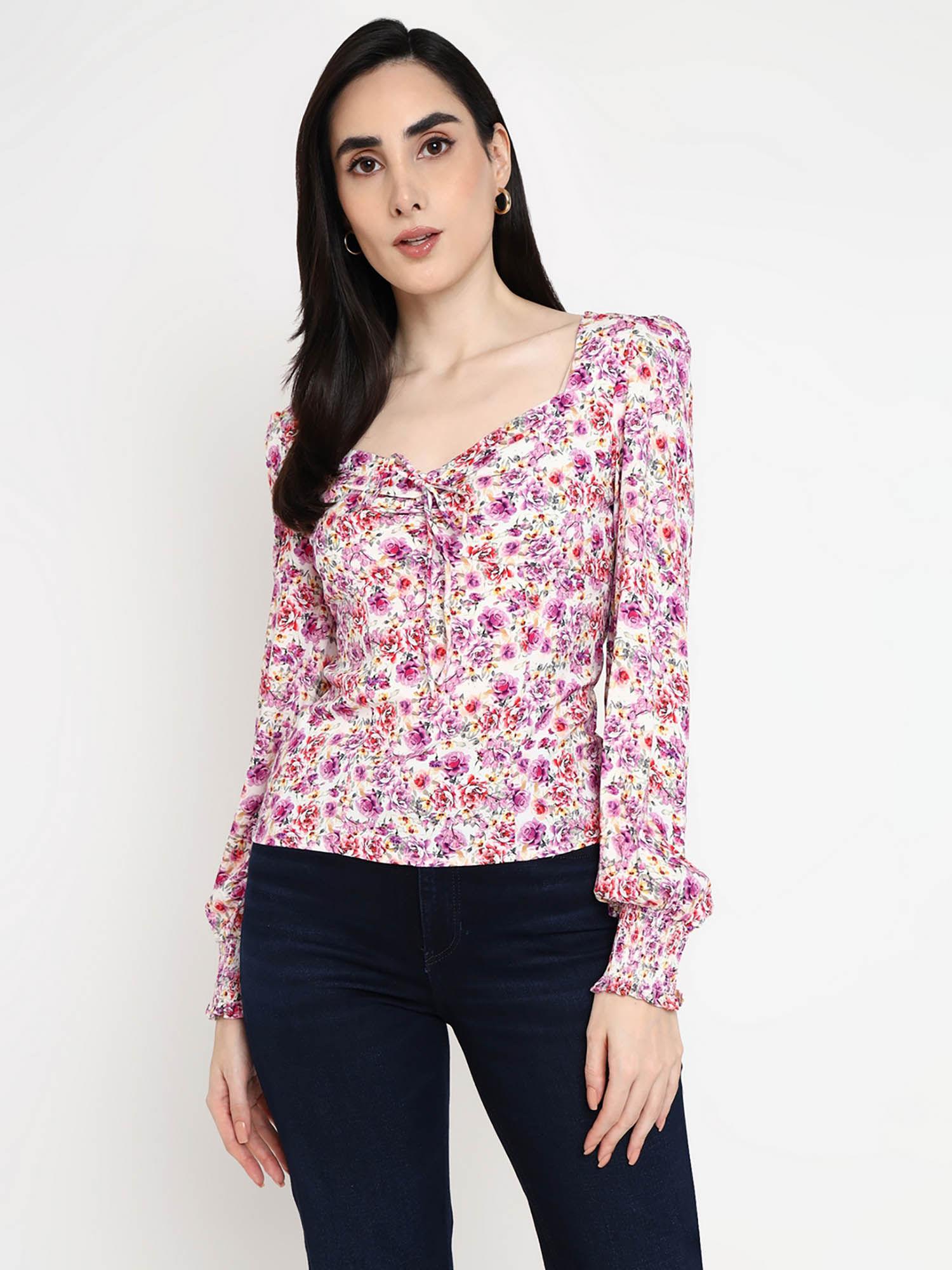 multi-color printed top