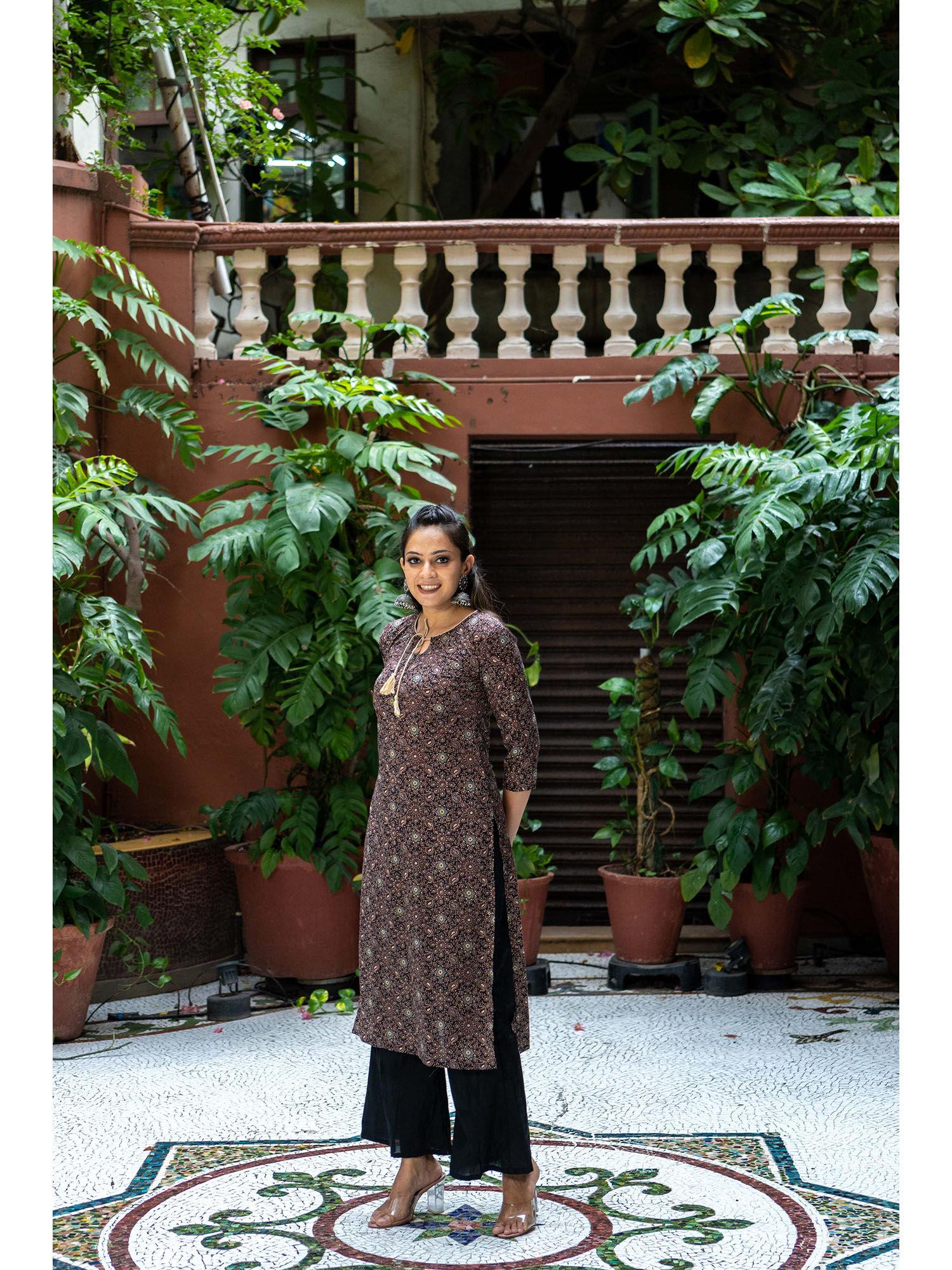 multi-color pure cotton block printed kurta