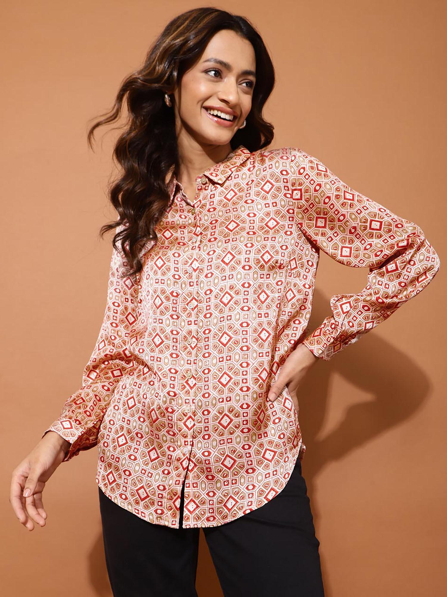 multi color rayon blend printed shirt