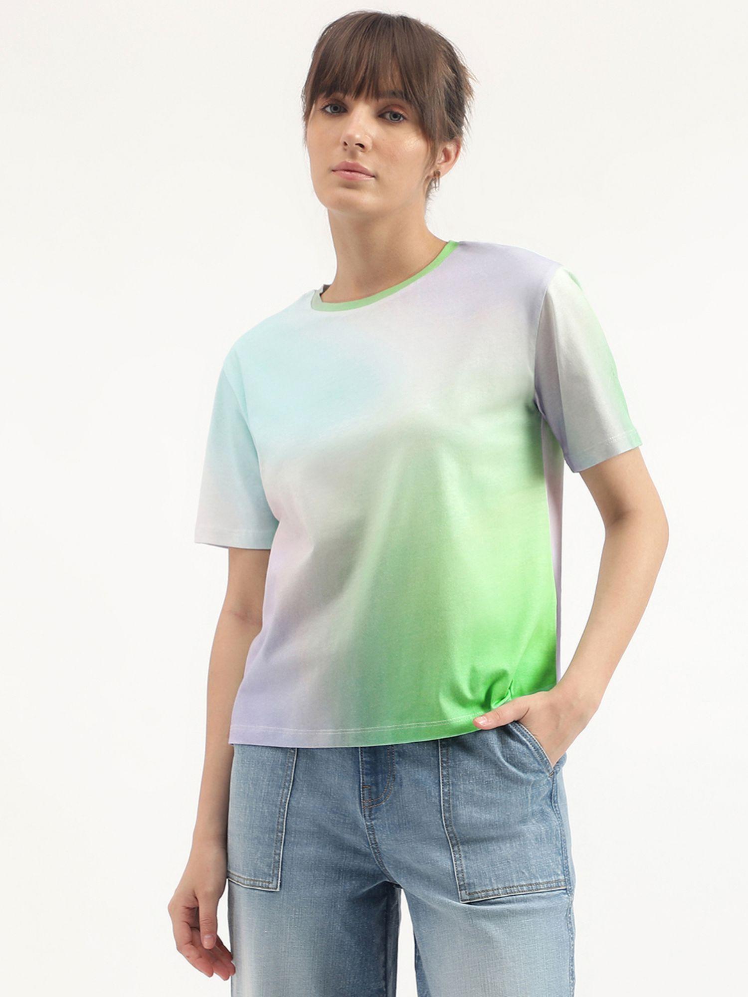 multi-color round neck tie and dye t-shirt