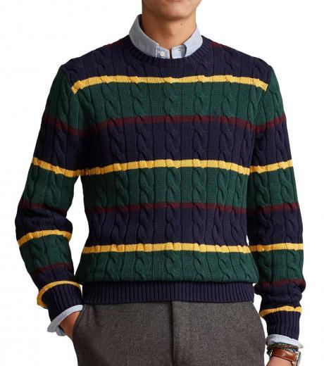 multi color striped cable sweater