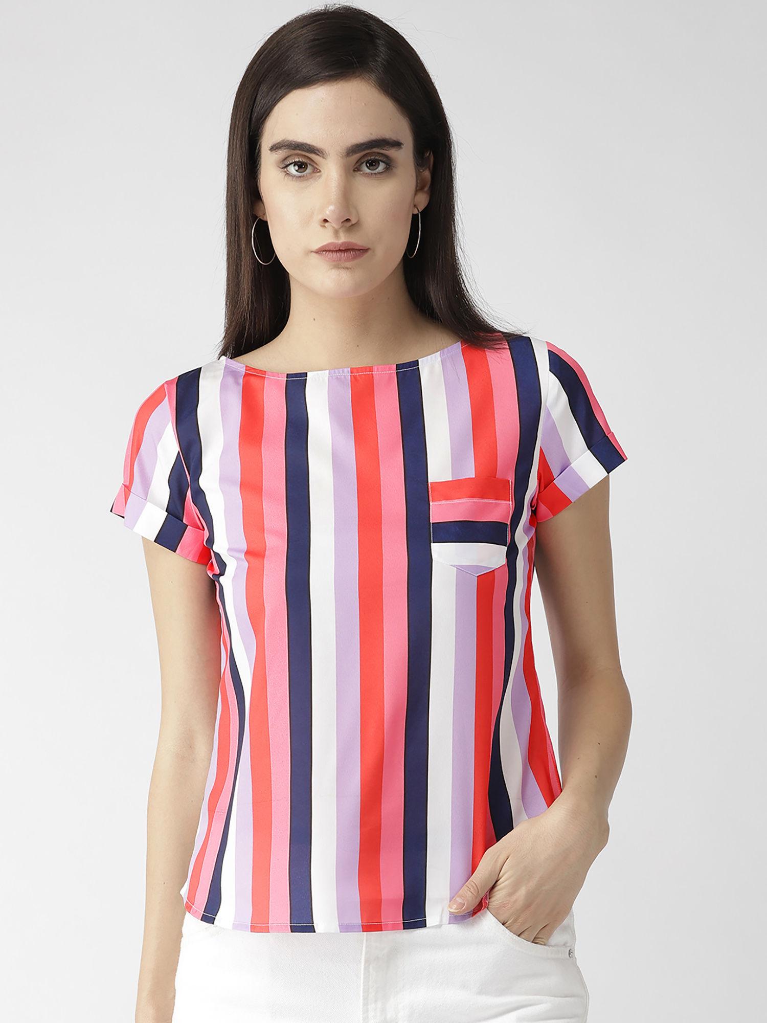 multi-color striped top