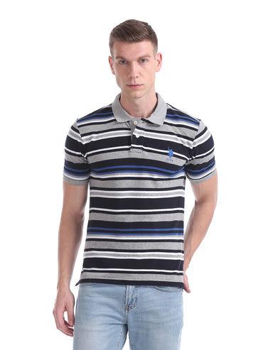 multi-color stripes casual polo t-shirt