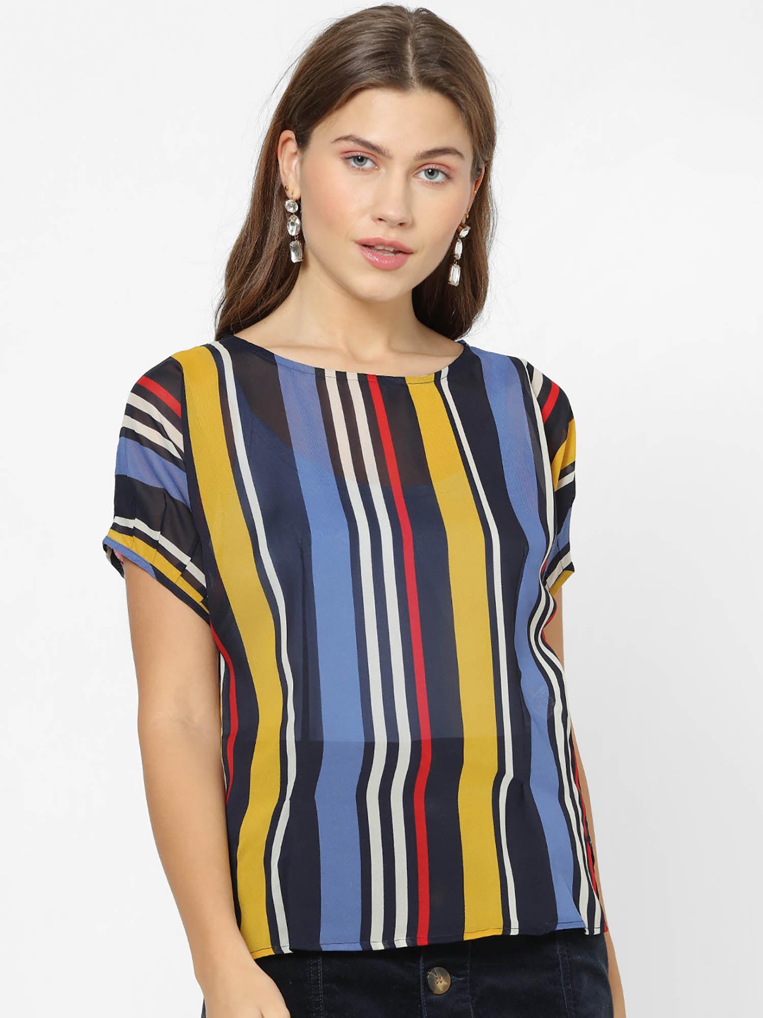 multi-color stripes top