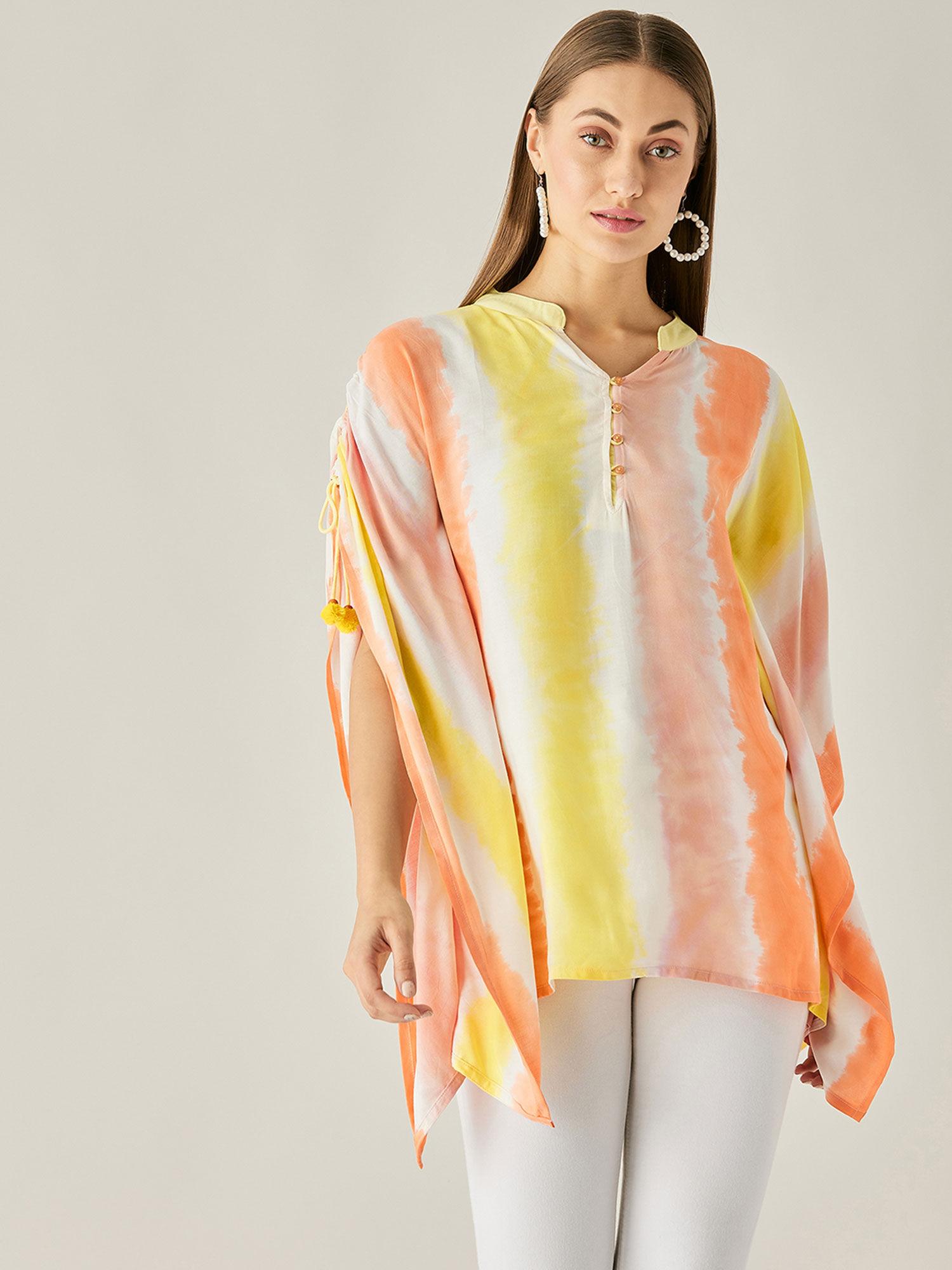 multi-color tie & dye tops pastel colorbar tie dye kaftan top