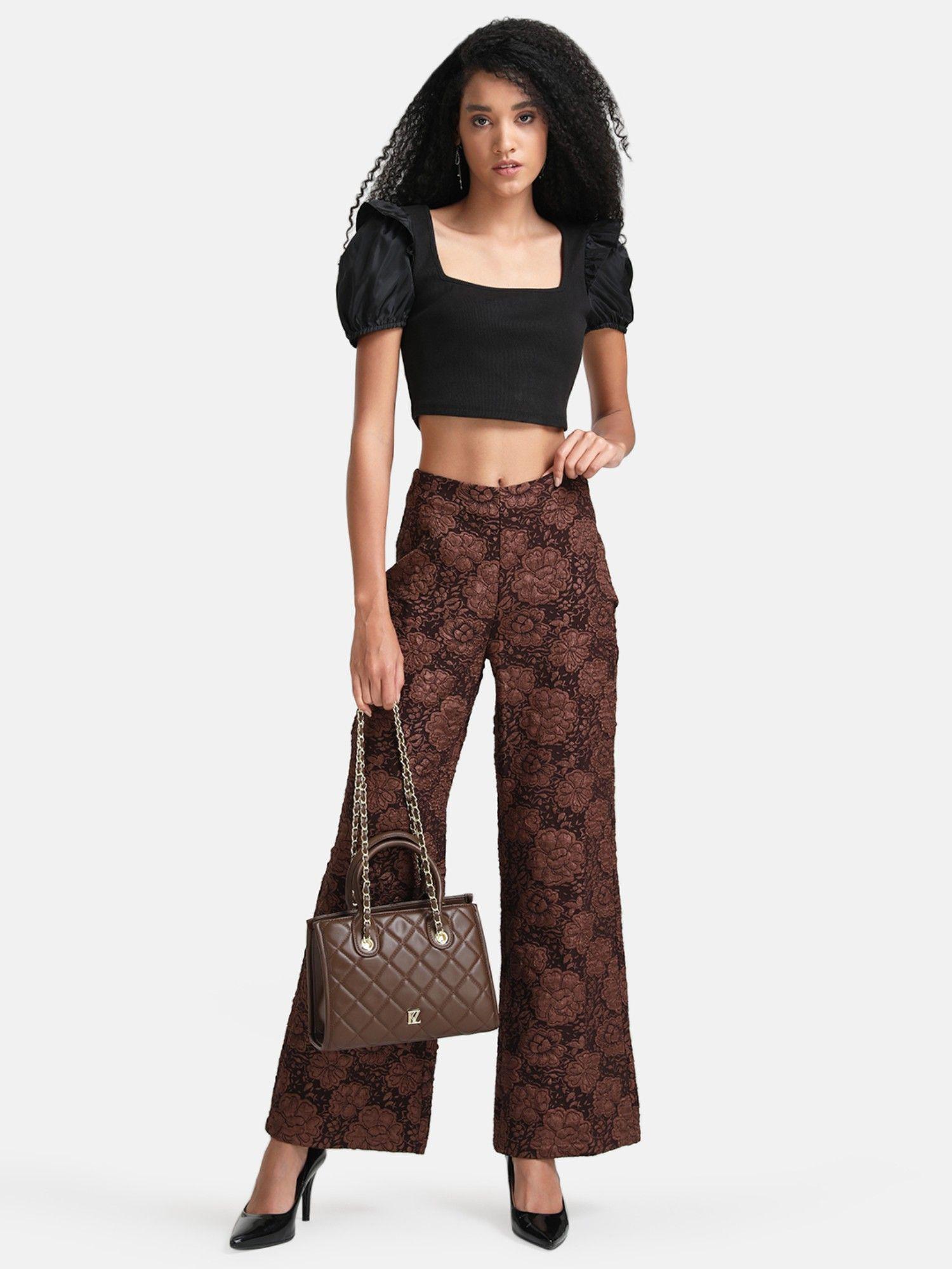 multi-color tonal jacquard flared pants