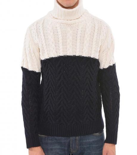 multi color two tone cable knit sweater