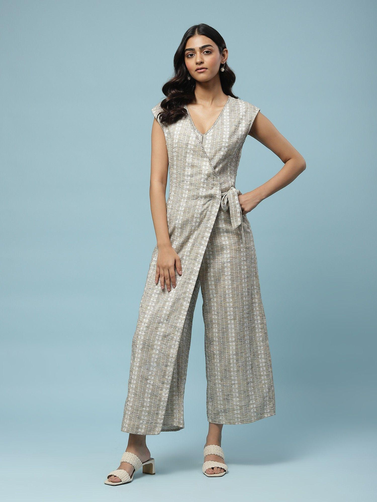 multi-color woven side tie jumpsuit