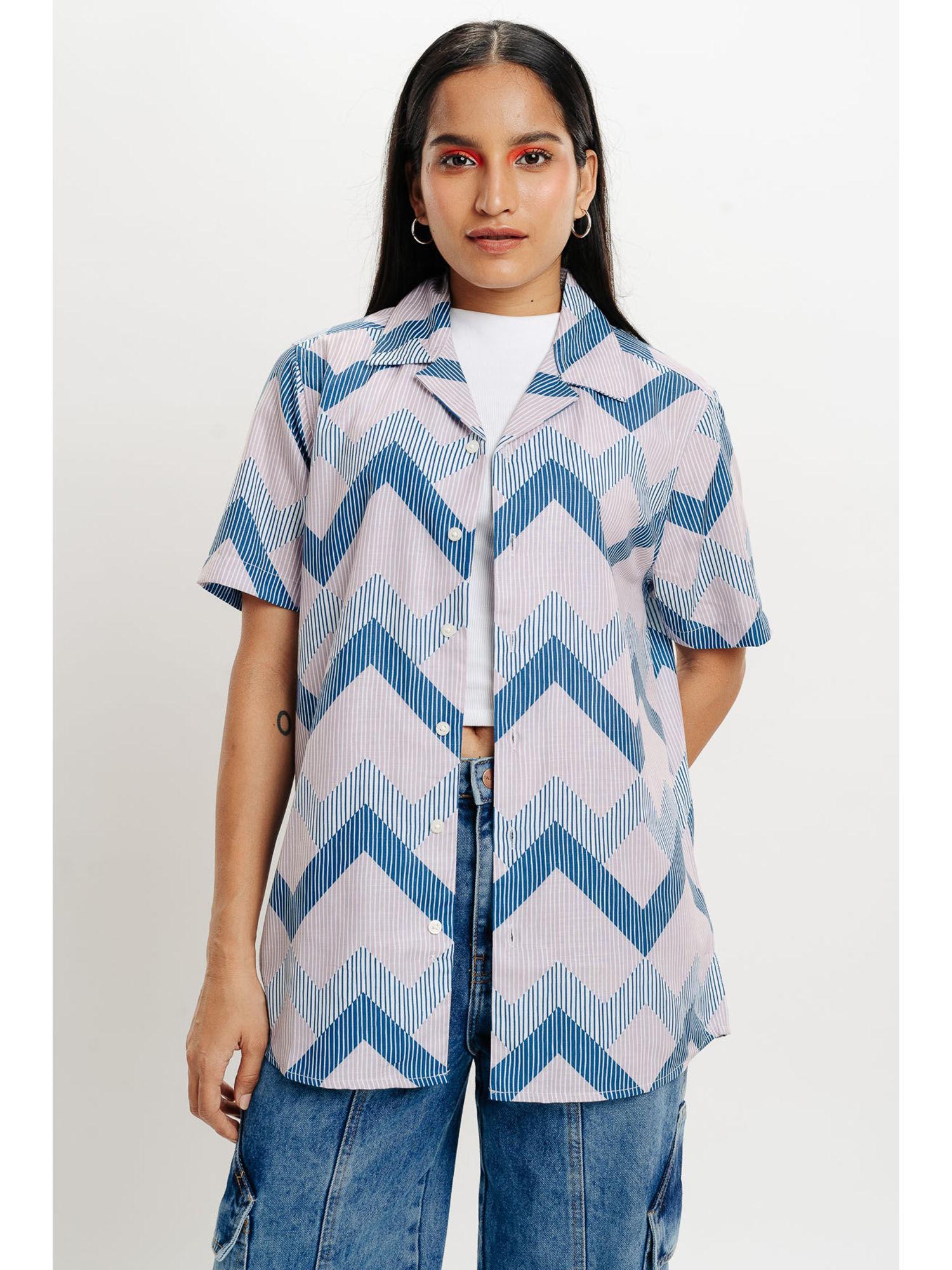 multi-color zig zag stripes womens shirt