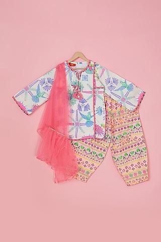 multi-colored cotton kurta set for girls