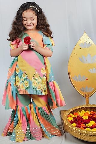 multi-colored leheriya printed sharara set for girls