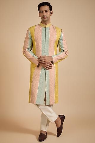 multi-colored lucknowi fabric sherwani