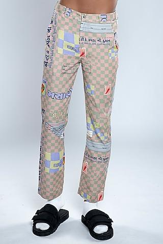 multi-colored lyocell tencel flex printed trousers