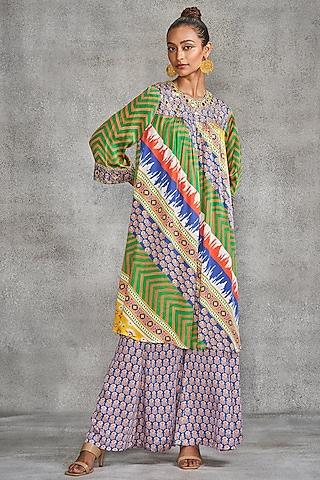 multi-colored modal stin printed & embroidered tunic