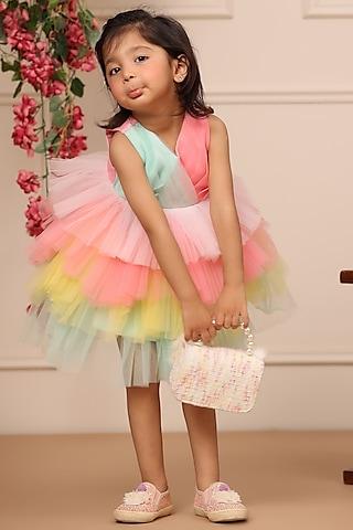 multi-colored net dress for girls