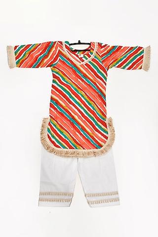 multi-colored printed kurta set for girls