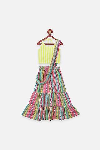 multi-colored printed sharara saree set for girls