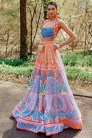 multi-colored sequins printed & embellished lehenga set