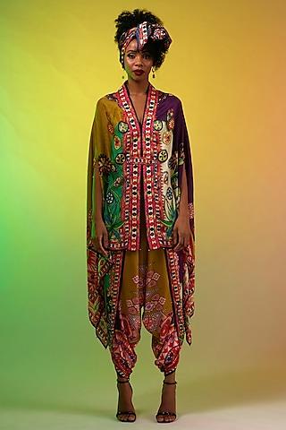 multi-colored-silk-printed-cape-set