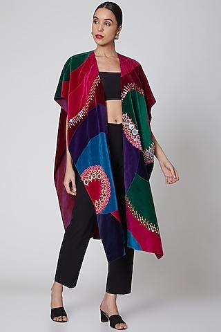 multi colored applique embroidered cape