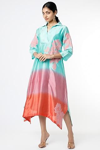 multi-colored applique embroidered dress