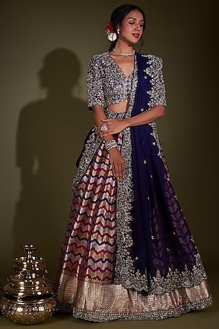 multi-colored banarasi lehenga set