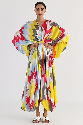 multi-colored bemberg printed dress