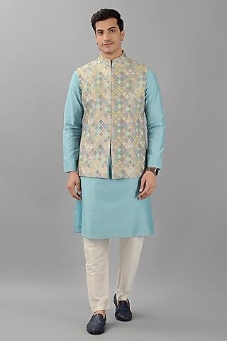 multi-colored brocade nehru jacket