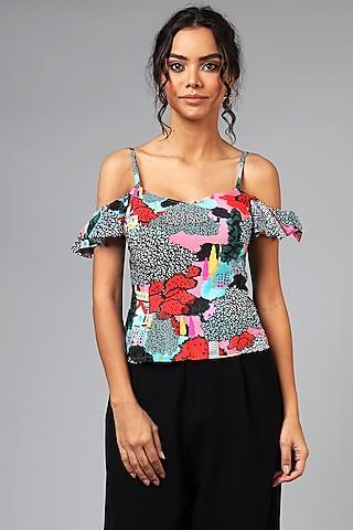 multi-colored camouflage blouse