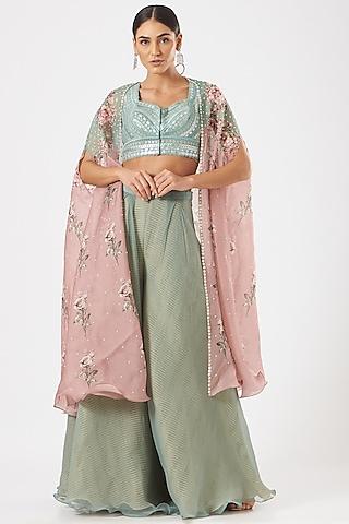 multi-colored cape set with print