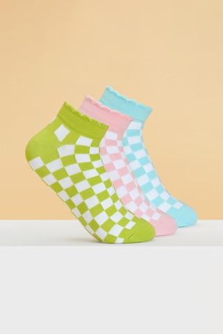 multi-colored check cotton nylon polyester elastane women socks
