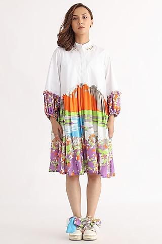 multi-colored cotton & bemberg printed dress