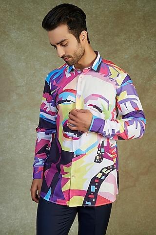 multi-colored cotton blend printed shirt