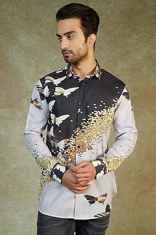 multi-colored cotton blend printed shirt