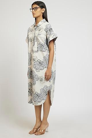 multi-colored cotton digital printed knee-length shirt dress
