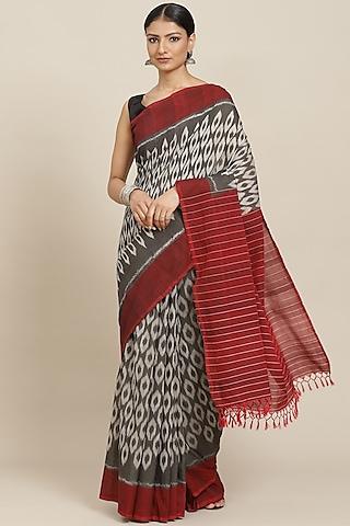 multi-colored cotton ikat printed handloom saree