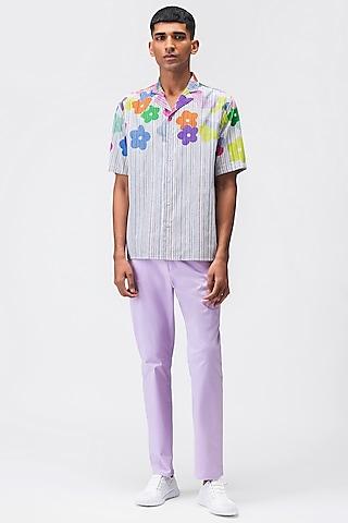 multi-colored cotton poplin printed cuban shirt