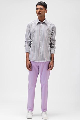 multi-colored cotton poplin striped shirt