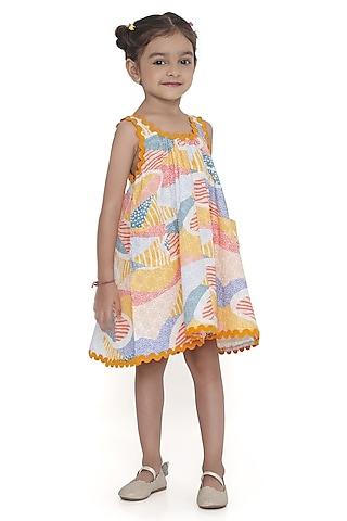 multi-colored cotton printed dress for girls