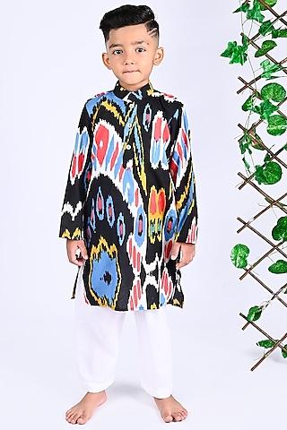multi-colored cotton printed kurta set for boys