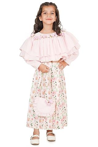 multi-colored cotton printed palazzo pant set for girls