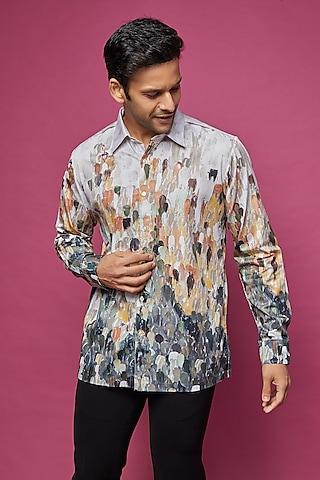 multi-colored cotton satin printed shirt