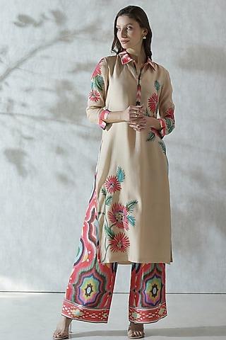 multi-colored cotton silk embroidered tunic
