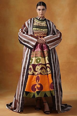 multi-colored cotton silk gown with jacket