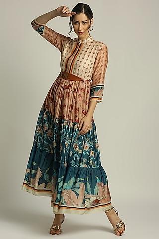 multi-colored cotton silk maxi dress