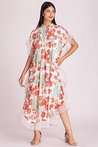 multi-colored cotton silk printed dress