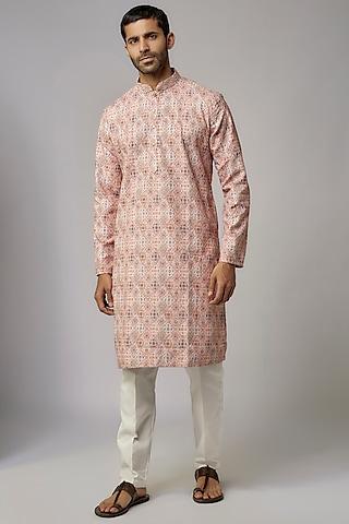 multi-colored cotton silk printed kurta set