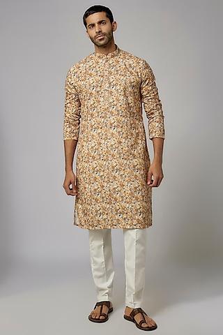 multi-colored cotton silk printed kurta set