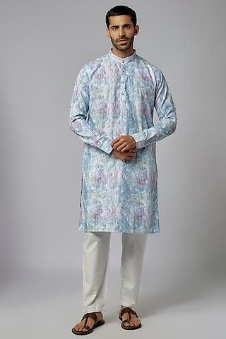 multi-colored cotton silk printed kurta set