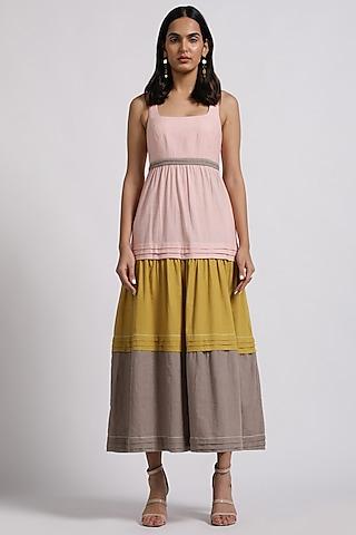 multi-colored cotton tiered dress